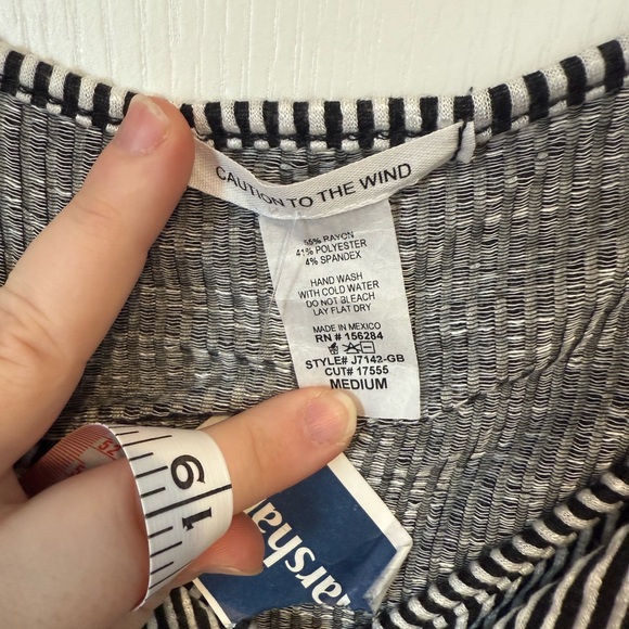 Caution To The Wind Black and White Striped Wrap Blouse - Picture 2 of 4